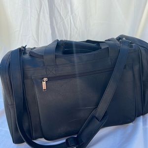 Vintage black leather duffle bag